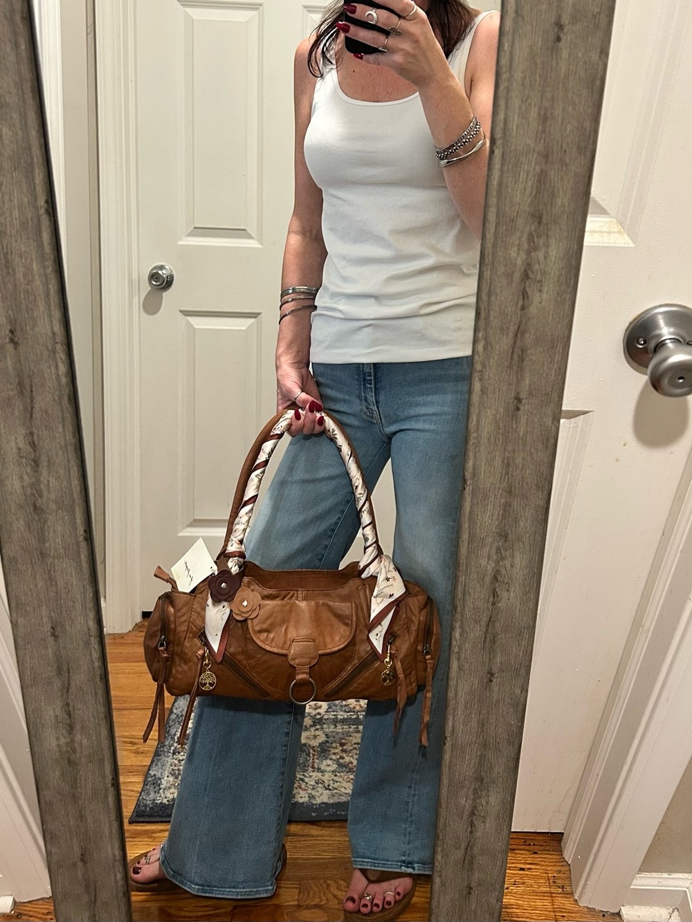 NWT Free People Sabo East West Bag in Saddle with Included Bags Charms & Scarf - Picture 10 of 16